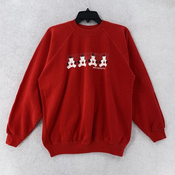 Vintage 90s Hanes Crewneck Sweatshirt Adult XL Red Breckenridge Teddy Bears - Picture 1 of 10